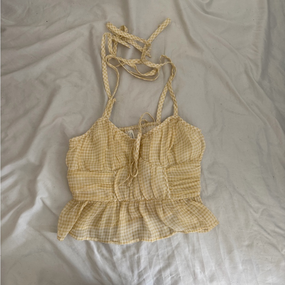 American Eagle Outfitters Yellow Checkered Camisole
